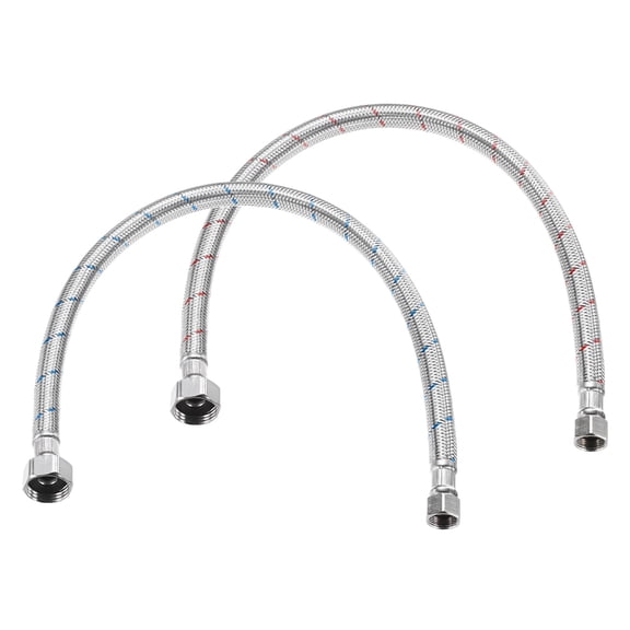 Uxcell 2-Pack 20 Inch Faucet Hose Connector, 9/16" x G1/2 Female Thread Connector for Bathroom
