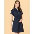 thumbnail image 2 of DARING DIVA Casual Button Front Summer Short Sleeve Dresses M Dark Blue, 2 of 6