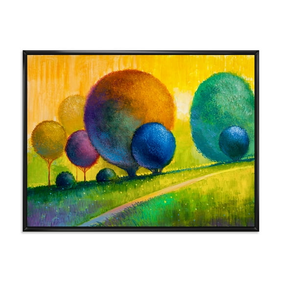 Designart 'Ornamental Colourful Trees III' Modern Framed Canvas Wall Art Print