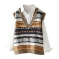 thumbnail image 4 of Christmas Sweaters for Women Loose Fit College Style Embroidered Jacquard Knit Sweater Vest Elegant Sleeveless Pullover Top For Casual Wear Christmas Sweaters, 4 of 5