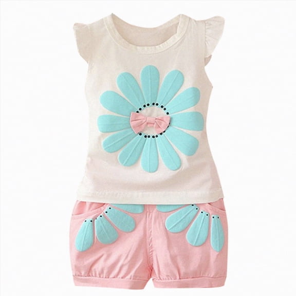 TOWED22 Infant Toddler Lovely Clothes 2pcs Outfits Sleeveless Tee and Shorts Cute Casual Sets Summer Tank Top Clothing with Pocket(Pink,18-24 M)