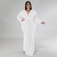 thumbnail image 3 of AURA Women Plus Size V Neck Irregular Dress Long Sleeve Sexy Party Night Dress, 3 of 6