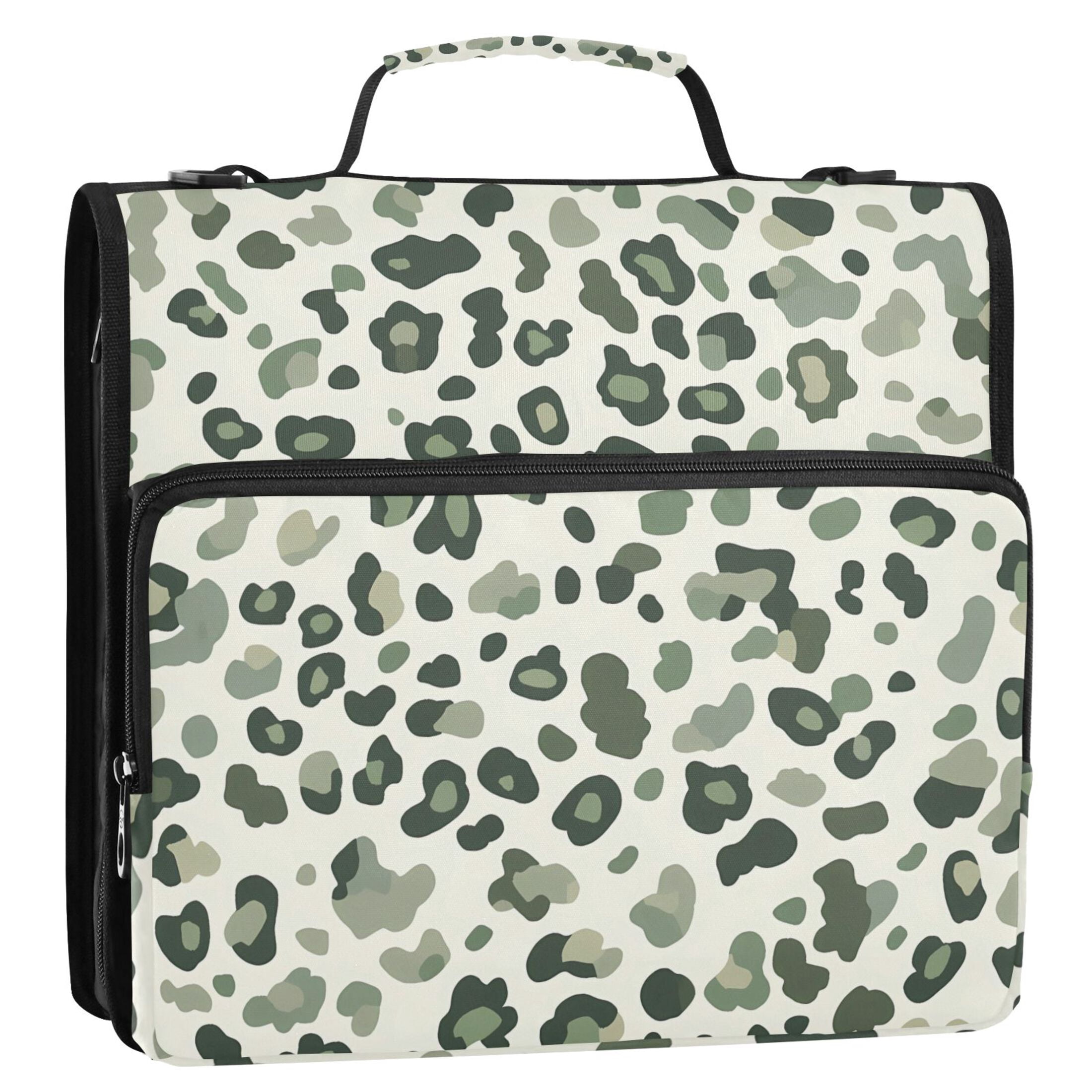 ALAZA Zipper Binder Leopard Green-a1 3 Ring Trapper Keeper File Folder Organizer Bag