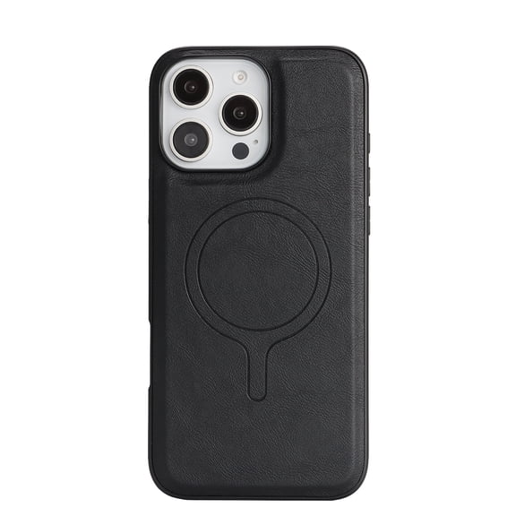 for iPhone 16 Plus Case, Premium PU Leather TPU Case, Compatible with Magsafe, Ultra Slim Non-Slip Anti-Scratch Shock-Absorbent Phone Cover for iPhone 16 Plus, Black