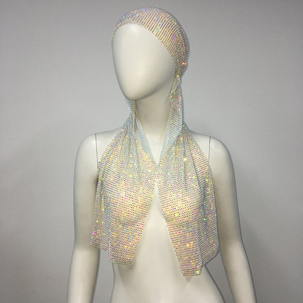 Accesorios para mujer, sombrero pirata elástico con diamantes de imitación, pañuelo de cola larga, pañuelo para la cabeza para actuaciones musicales