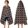 thumbnail image 3 of Gray Buffalo Geometric Pattern Hooded Bath Towel，50"x30" for Ages 3 To 12 Kids, Quick Dry Lightweight Soft Microfiber Hood Beach Towel Cover Up for Kids, 3 of 7