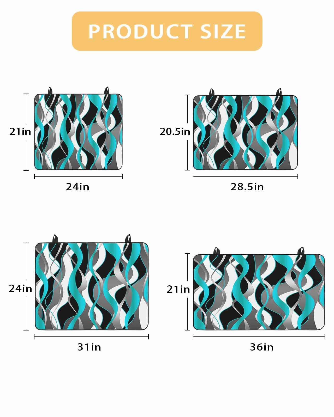 nqOlkjepod Large Induction Cooktop Protector Mat 36"x21", Aqua Stripe Stove Top Covers for Electric Stove, Ombre Grey Moire Geometric Modern Abstract Stove Burner Cover Mats, Glass Top Stove Cover