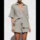 thumbnail image 5 of Conjunto de Verano para Mujer: Camisa de Rayas de Algodón y Pantalones Cortos, Dos Piezas Negro S, 5 of 10