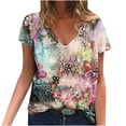 thumbnail image 2 of Patlollav Womens Summer Tops Blouse Tees Casual V-Neck Short Sleeve T-Shirts, 2 of 6