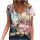 thumbnail image 1 of Blusa estampada de verano para mujer, camisetas casuales de manga corta con cuello en V, camisetas Pompotops  hkajfhjk472611, 1 of 5