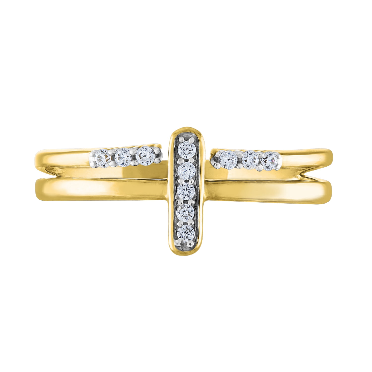 Brilliance Fine Jewelry 1/10 cttw Diamond Fashion Stack Ring Sterling Silver 14K Yellow Gold Plated