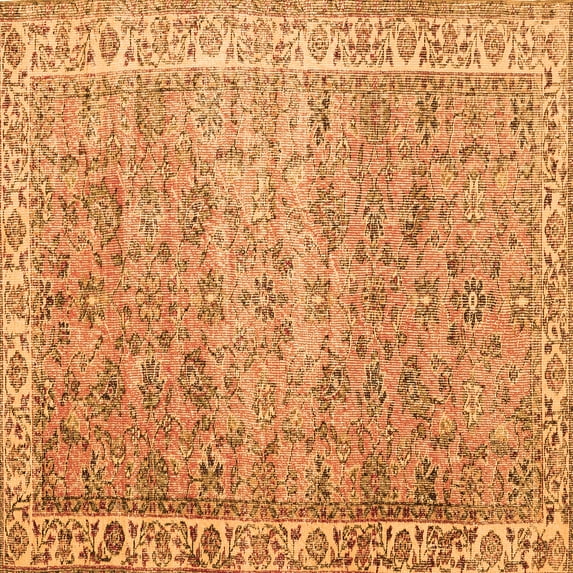 Ahgly Company Indoor Square Persian Orange Traditional Area Rugs, 4' Square