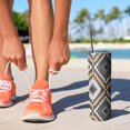 thumbnail image 2 of 20oz Brown Geometric Triangle Diamond Pattern Skinny Tumblers Stainless Steel Tumbler with Lid and Straw,Vacuum Insulated Double Wall Travel Tumbler Cups with Cleaning Brush for Coffee,Tea, 2 of 6