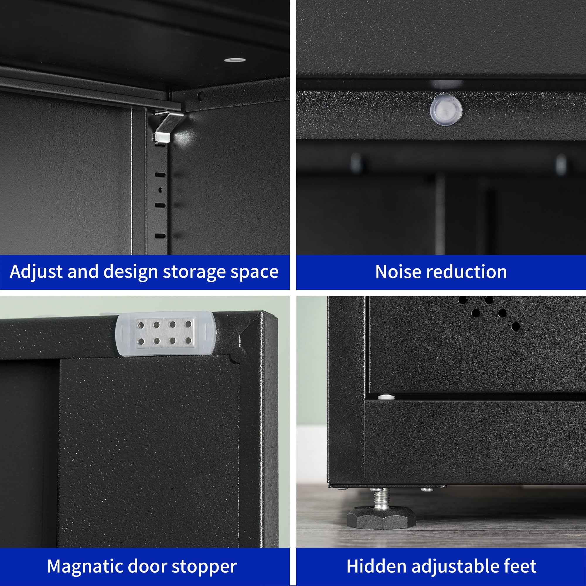 High Storage Cabinet with 2 Doors and 4 Partitions to Separate 5 Storage Spaces, Home/ Office Design
