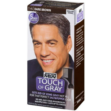 Touch of Gray Hair Treatment T-45 Dark Brown, 1 Each (Pack of 3), Gets rid of some gray not all for that perfect salt & pepper look. By Just for (Best Hair Color For Salt And Pepper Hair)