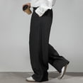thumbnail image 4 of FINALGANG Mens Solid Color Textured Wide Leg Pants High Waisted Pleated Loose Fit Casual Trousers For Business Casual Daily Wear Fashionable Bottoms, 4 of 9