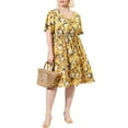 thumbnail image 5 of MODA NOVA Juniors' Plus V Neck Floral Print Flare Sleeve Casual Midi Dress, 5 of 8