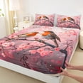 thumbnail image 3 of Homewish Cartoon Bird Sakura Full Size Sheets,Japan Cherry Blossom Bed Sheets,Pink Flower Sheet Sets For Girl Teens,Ultra Soft Home Decor,4-Piece, 3 of 7