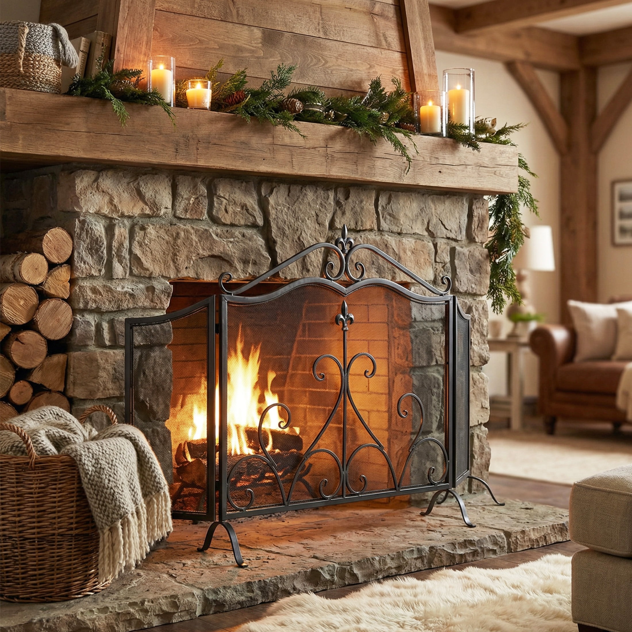 Noble House Waterbury Fireplace Screen,Silver - Walmart.com