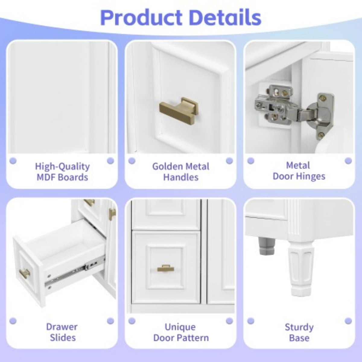 24" Bathroom Vanity with Sink, Modern Bathroom Cabinet with Ceramic Undermount Sink, Solid Wood & MDF Storage Cabinet with Flip Drawer, Adjustable Shelf, White