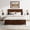 Walnut, variant on Queen Size Farmhouse Platform Bed with USB Charging Station, LED Lights and 2 Storage Drawers, Tall Panel Headboard, No Box Spring Needed for Bedroom, Walnut