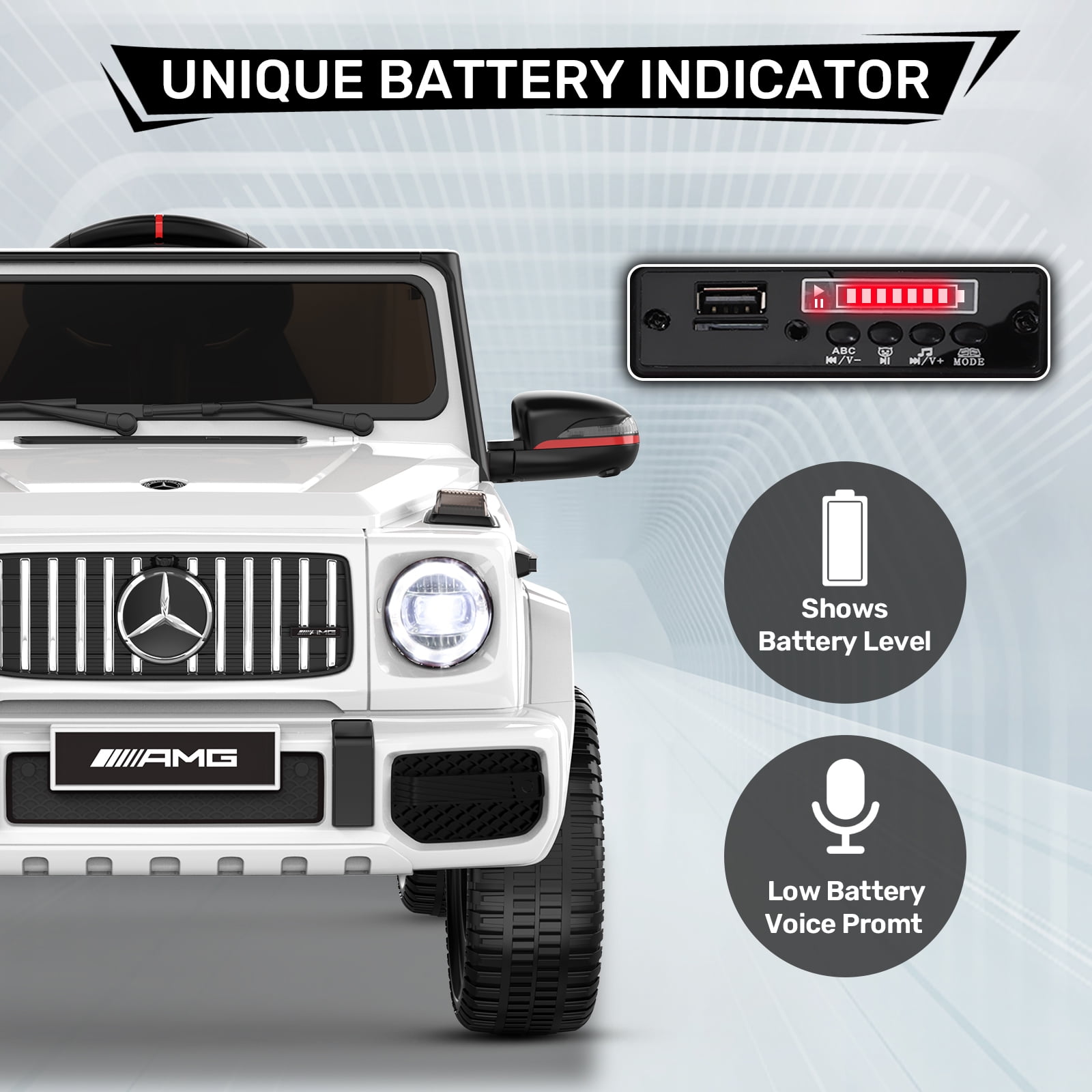TOKTOO 12V Powered Ride on Toy Mercedes-Benz G63 Licensed for Kids, Electric Toddler Ride on Car w/Parent Remote Control, MP3, LED Headlight, Gift for Boys Girls Aged 2-4 Years, White