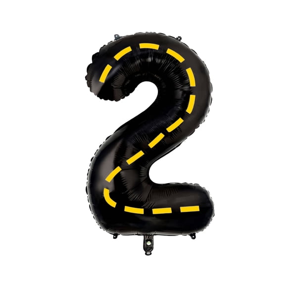 Neasyth Race Car Black Balloons, 40 Inch Giant Jumbo Number 2 Balloon for Boy's Birthday Party Truck Race Car Theme Party Decorations