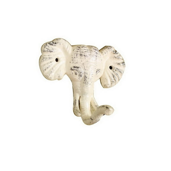 Handcrafted Model Ships K-0813-W 5 in. Whitewashed Cast Iron Elephant Hook