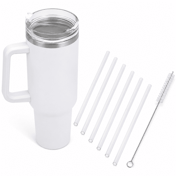 6 Pcs Replacement Straw for Stanley Adventure Quencher 40 oz 30 oz Cup Tumbler,Straws with Cleaning Brush for Stanley Accessories