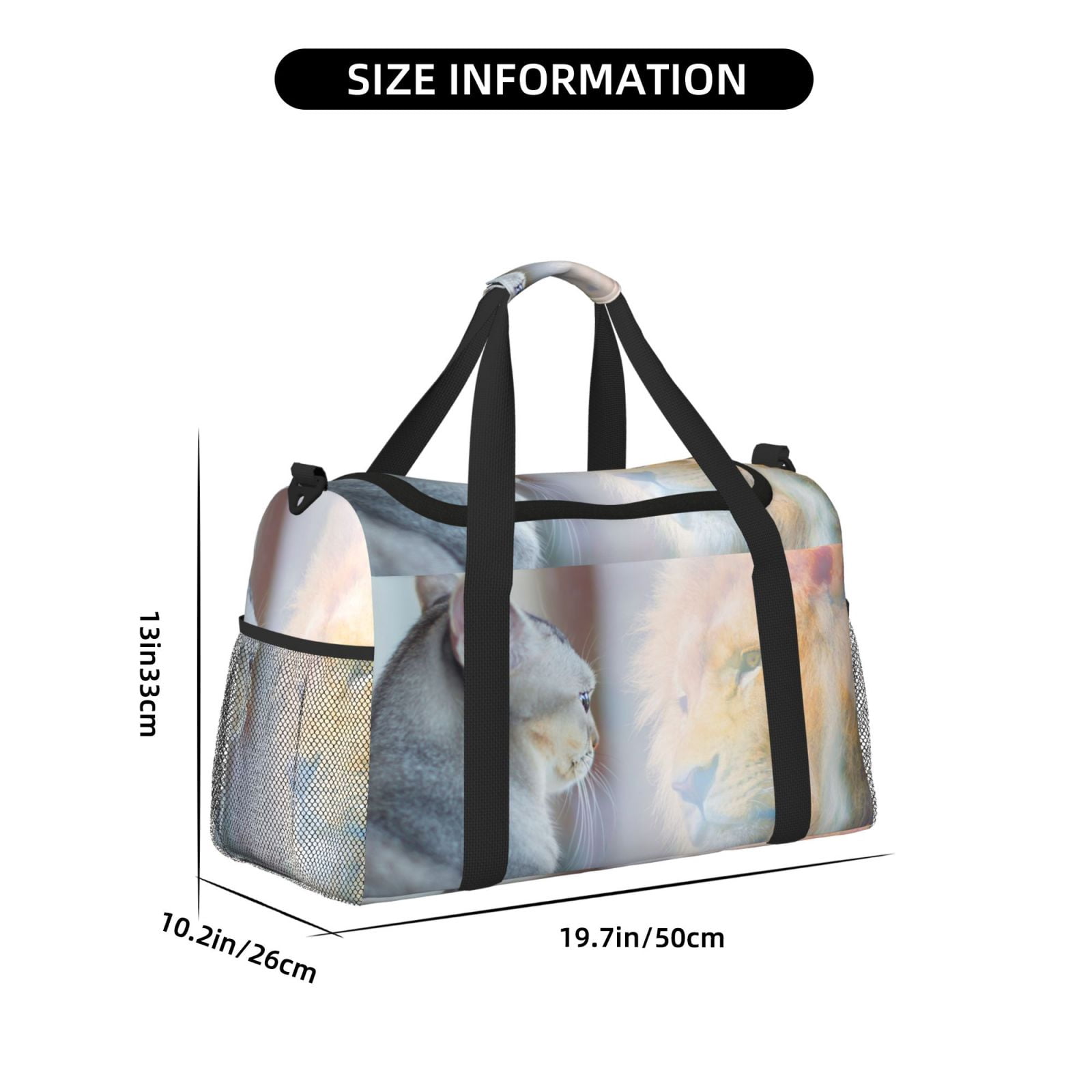 Fuzoiu The Cat Looks in the Mirror Print Travel Duffle Bag,Carry On Tote Bags,Duffel Bag,Sport Gym Bag, Hospital Bag for Labor and Delivery, Overnight Bag,Luggage Bag