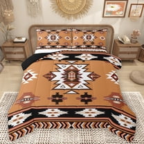 Homewish Rustic Western Aztec Bedding Comforter Set,Ancient Boho Tribal Twin Comforter Sets,Brown Beige Black Bedding Set For Men Women,Breathable Home Decor Reversible,2pcs
