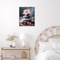 thumbnail image 4 of Zen Water Lily Canvas Wall Art Funny Pink Floral and Stone on Water Wall Art for Living Room Spa Framed Wall Art Ready to Hang for Bathroom Bedroom Office Wall Decor Painting, 24L X 16W inches, 4 of 6