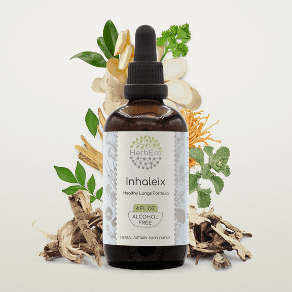HerbEra Inhaleix Extract, Dietary Supplement Herbal Formula, Made from Elecampane Root, Horehound Herb, Marshmallow Root, Pleurisy Root, Ginger Root, Licorice Root, Cordyceps Mushroom 4 oz