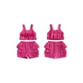 thumbnail image 4 of 2Pcs Baby Girl Summer Outfits Sleeveless Ruffle Tank Tops + Shorts Set Toddler Clothes, 4 of 9