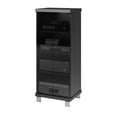 thumbnail image 4 of CorLiving Holland Black Engineered Wood Tall Narrow Media Storage Cabinet with Glass Doors - DVD Storage Shelves, CD Rack, Display Cabinet, 4 of 6