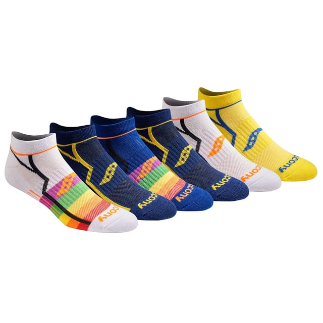 Saucony Calcetines invisibles Bolt Performance para hombre, paquete múltiple, brillantes, surtidos (6 pares), talla de zapato: 5-8