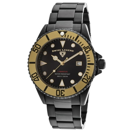 Swiss Legend 21344-Bb-11-Gb Luminous Black Ip Steel And Dial Gold-Tone Bezel 44Mm Watch