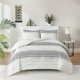 thumbnail image 2 of Hyde Lane Farmhouse Bedding Comforter Sets, Ivory Full/Queen Size Boho Bed Set,Cotton Top with Modern Neutral Style Clipped Jacquard Stripes, 3-Pieces Including Pillow Shams (90x90 Inches), 2 of 15