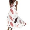 thumbnail image 2 of WNVMWI Women's Summer Dresses 2024 Pink Maxi Dresses for Women 2024 Women's Print V Neck Waist Sleeveless A Line Loose Holiday Style Beach Dress XXL, 2 of 4