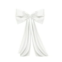 Christmas Tree Topper Bow，16 x 43 Inch Velvet Extra Large Room Decor Ribbon Bow for Wedding Engagement Birthday Party，Giant Xmas Bow Decorations for Home Wreath Door Wall(White,43.3x15.7")