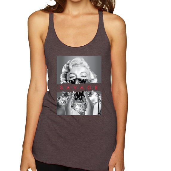 Wild Bobby, Marilyn Savage Bandana, Streetwear, Women Tri-Blend Racerback Tank Top, Brown, Medium