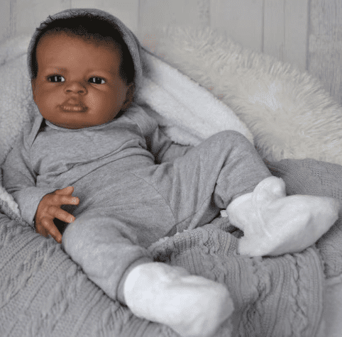 Realistic Reborn Baby Dolls Black 20 Inch African American Newborn Boy Doll That Looks Real, Lifelike Weighted Soft Body Gift for Kids Age 3+