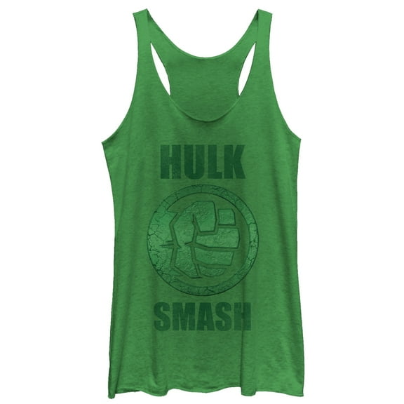 Women's Marvel Hulk Smash  Racerback Tank Top Envy Green Large