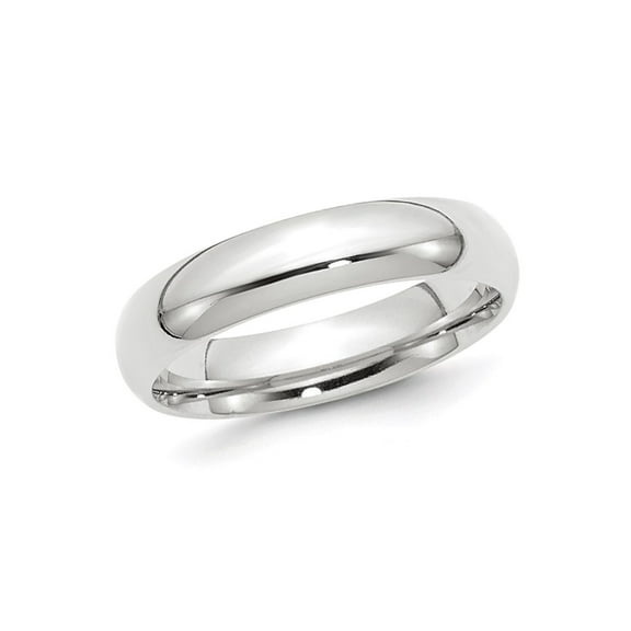 Gem & Harmony Ladies 10K White Gold 5mm Polished Wedding Band Ring for Women