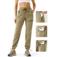 thumbnail image 4 of Women's Hiking Pants Quick Dry Lightweight Water Resistant Elastic Waist Cargo Pants for All Seasons Deciduous Green L, 4 of 6