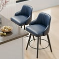thumbnail image 2 of VINGLI 26" H Swivel Barstools Set of 2, PU Leather Upholstered Counter Stool with Back, Kitchen High Chairs Counter Height Bar stools with Cushion, Solid Wood Legs, Black, 2 of 14