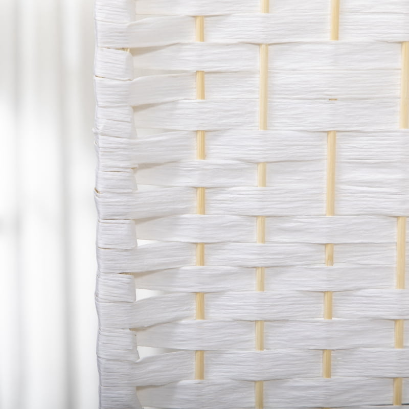 Alvantor 4-Panel Folding Privacy Screen, Freestanding Room Divider with Hand-Woven Design 63"x66.9" White