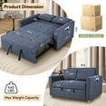 thumbnail image 5 of Convertible Sofa Bed,  Sleeper Sofa with Pull-Out Bed, Linen Fabric 3-in-1 Futon Couch with Reclining Backrest and Side Pocket, Modern Loveseat for Living Room,Navy Blue, 5 of 7