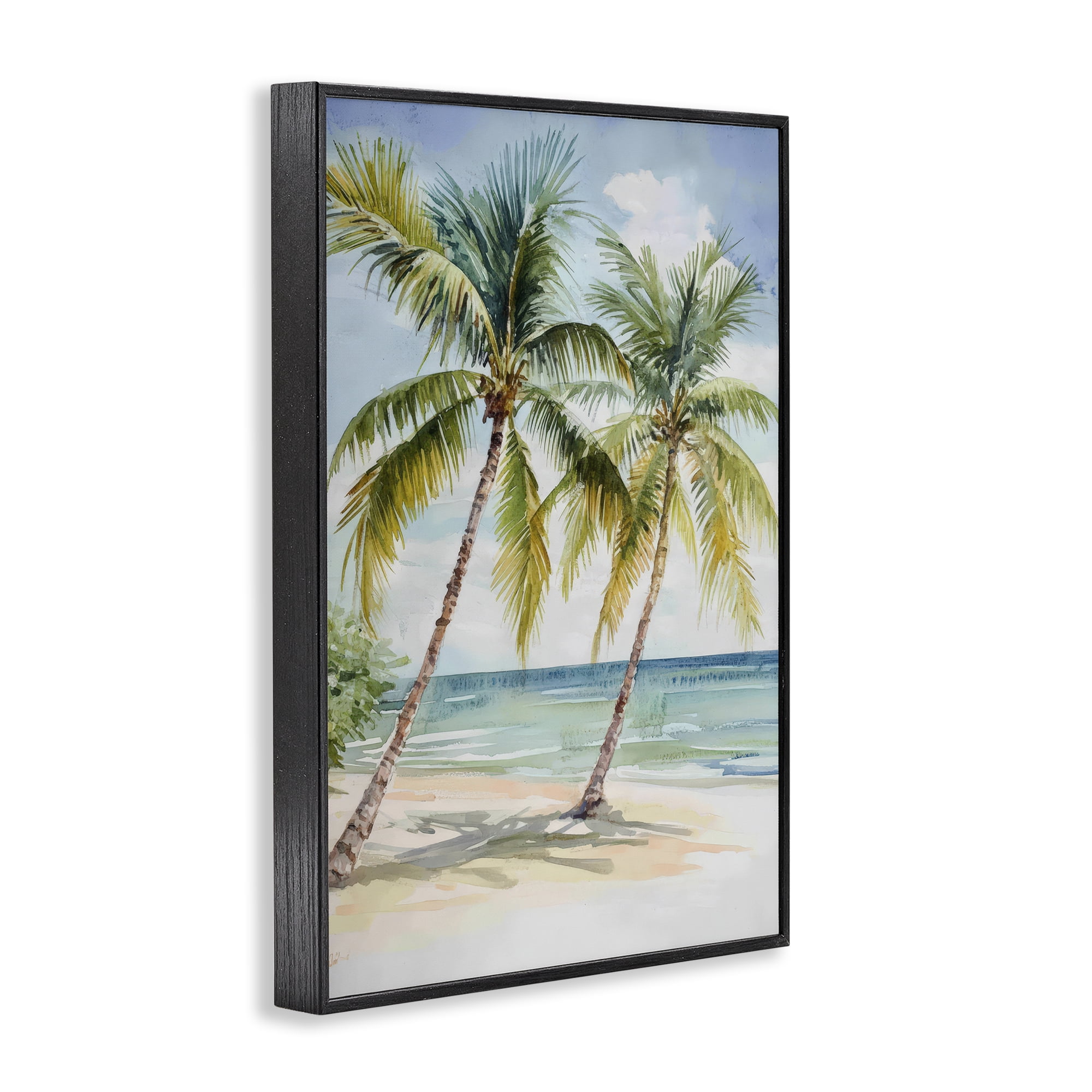 Stupell Industries Shady Palm Beach Escape Black Framed Giclee Art, design by Petal Prints Design