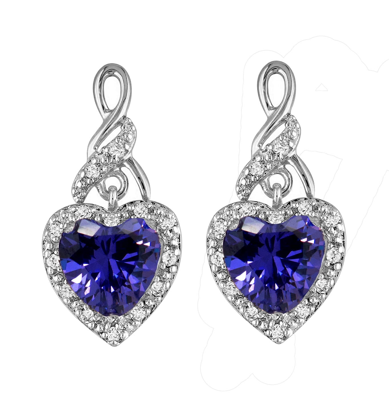 Heart Shape Purple Cz Drop Stud Earrings Womens Ginger Lyne Collection